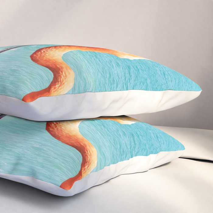 Flamingos on the Beach, Wildlife Surrealism Birds, Nature Flamingo Fantasy Beach Summer Photography Pillow Sham Gallery Image 3