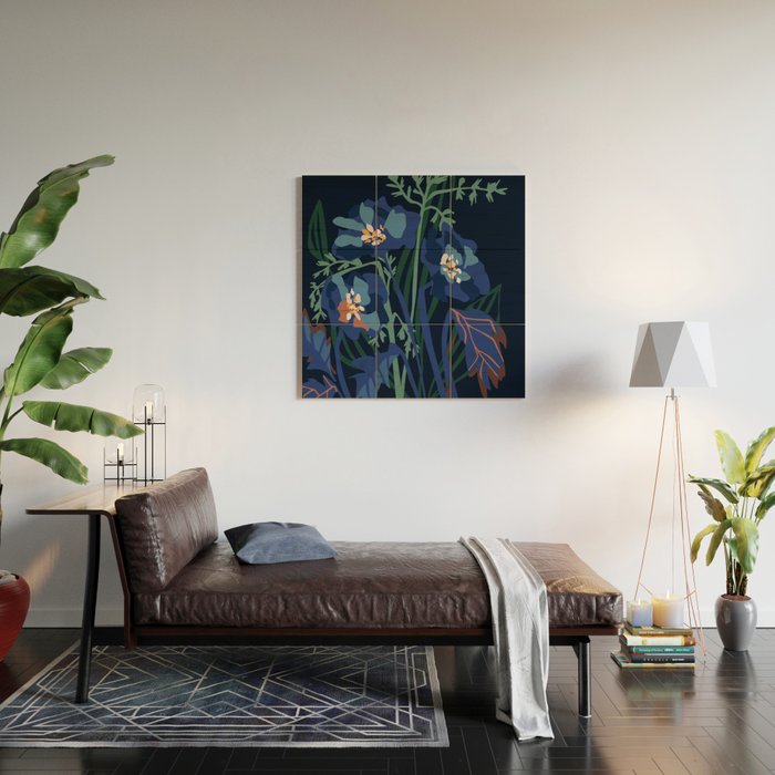 Wild flowers â modern floral illustration Wood Wall Art Gallery Image 2