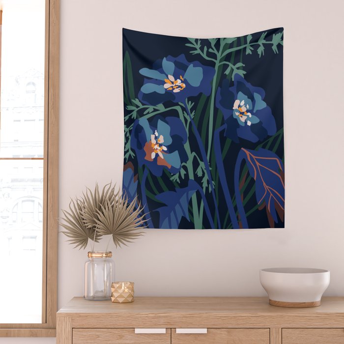 Wild flowers â modern floral illustration Wall Tapestry Gallery Image 2