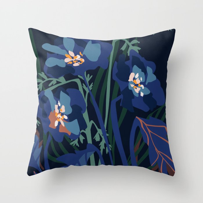 Wild flowers â modern floral illustration Throw Pillow Gallery Image 6