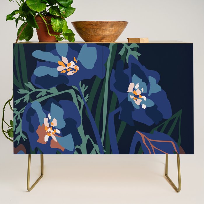Wild flowers â modern floral illustration Credenza Gallery Image 1