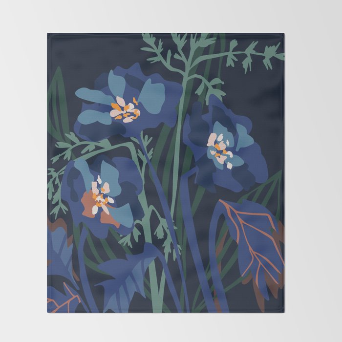 Wild flowers â modern floral illustration Throw Blanket Gallery Image 2