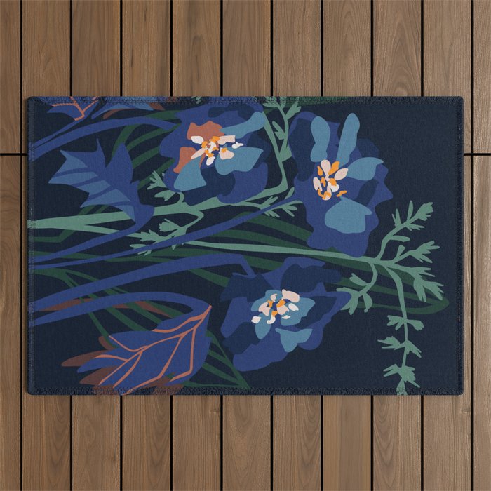 Wild flowers â modern floral illustration Outdoor Rug Gallery Image 1