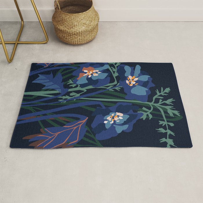Wild flowers â modern floral illustration Rug Gallery Image 1