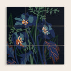Wild flowers â modern floral illustration Wood Wall Art Gallery Image 1