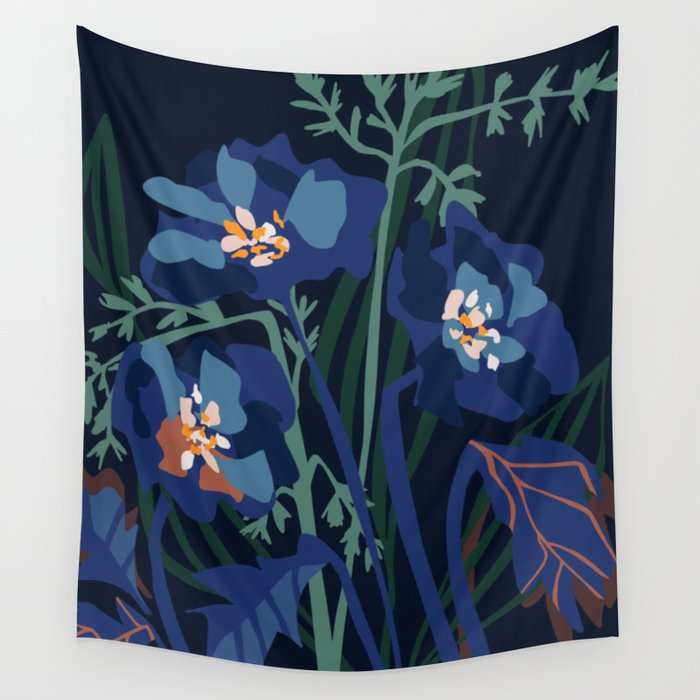 Wild flowers â modern floral illustration Wall Tapestry Gallery Image 1