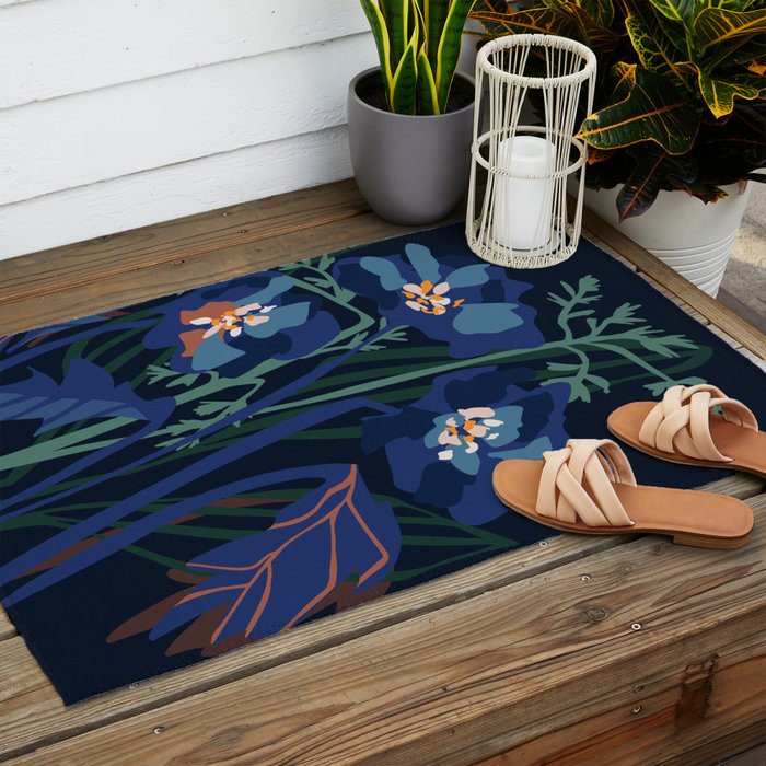 Wild flowers â modern floral illustration Outdoor Rug Gallery Image 2
