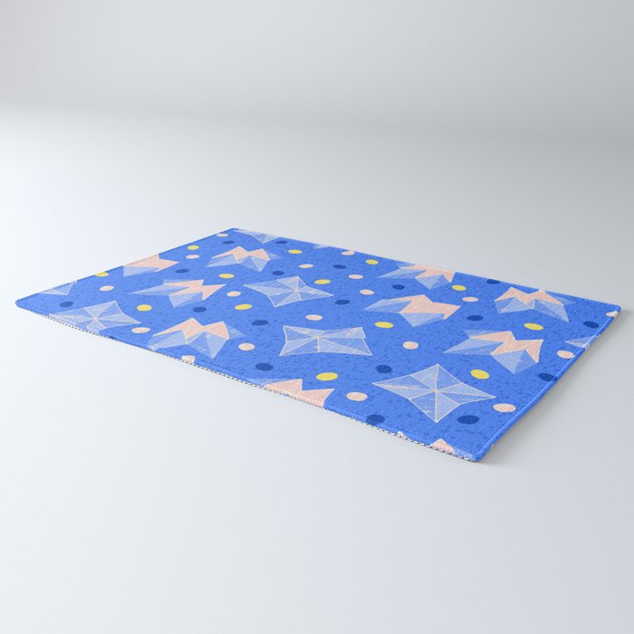 Origami Fortune Teller in Sky Blue & Peach Rug Gallery Image 3