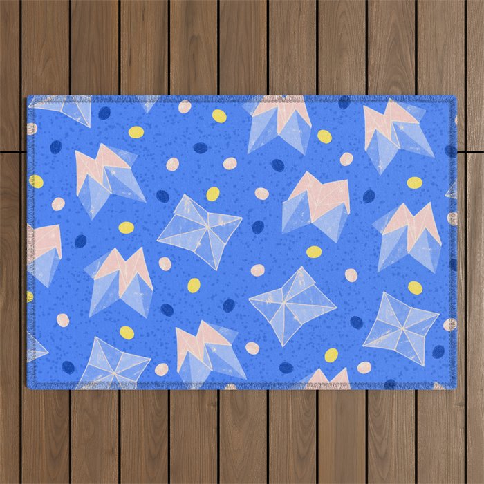 Origami Fortune Teller in Sky Blue & Peach Outdoor Rug Gallery Image 1