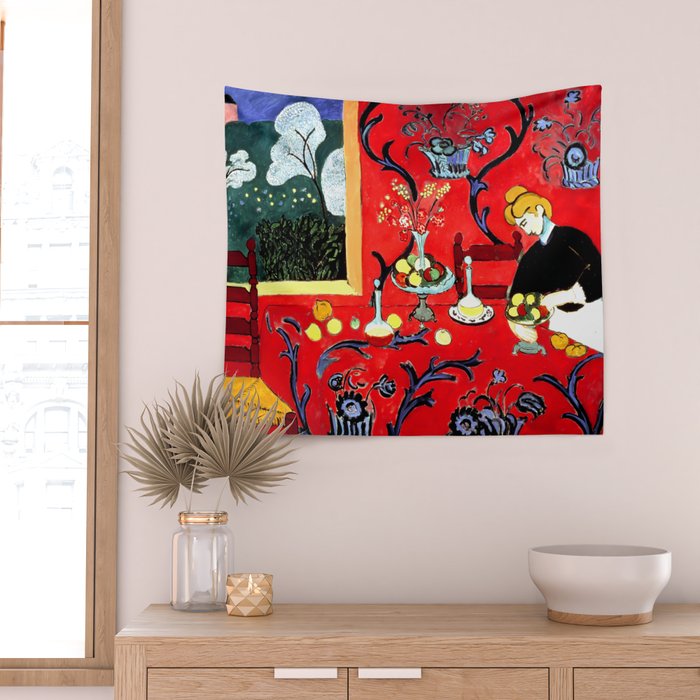 Matisse - The Dessert, Harmony in Red, 1908 Artwork Wall Tapestry Gallery Image 2