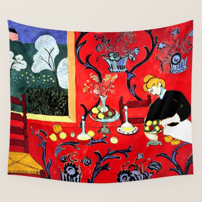 Matisse - The Dessert, Harmony in Red, 1908 Artwork Wall Tapestry Gallery Image 4