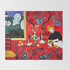 Matisse - The Dessert, Harmony in Red, 1908 Artwork Throw Blanket Gallery Image 2