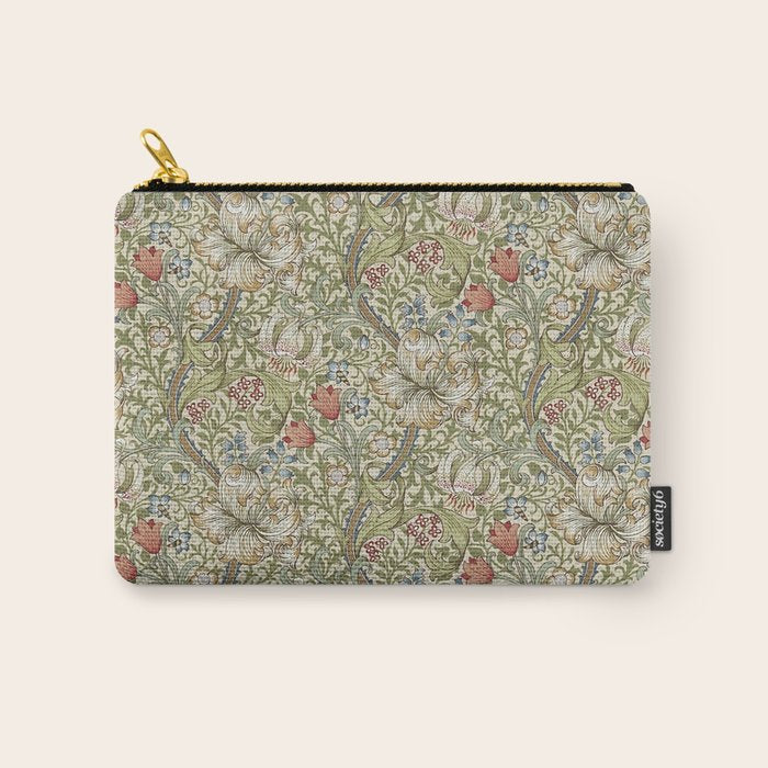 William Morris Golden Lily Minor Green Gold Vintage Pattern  Carry All Pouch Gallery Image 1