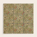 William Morris Golden Lily Minor Green Gold Vintage Pattern  Wood Wall Art Gallery Image 1