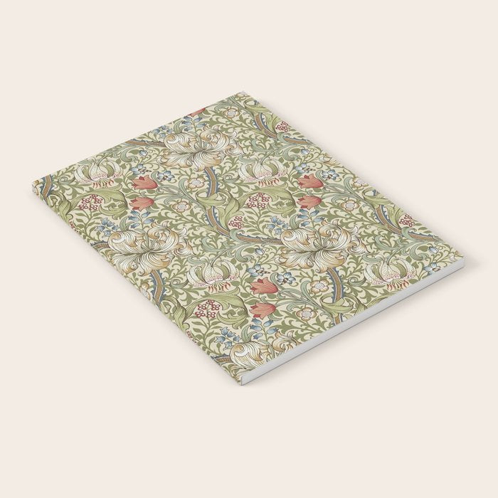William Morris Golden Lily Minor Green Gold Vintage Pattern  Notebook Gallery Image 2