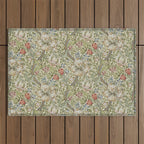 William Morris Golden Lily Minor Green Gold Vintage Pattern  Outdoor Rug Gallery Image 1