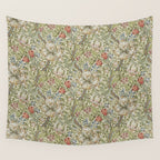 William Morris Golden Lily Minor Green Gold Vintage Pattern  Wall Tapestry Gallery Image 4