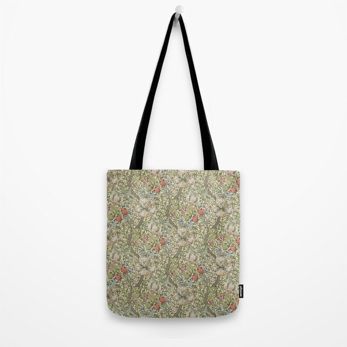 William Morris Golden Lily Minor Green Gold Vintage Pattern  Tote Bag Gallery Image 2