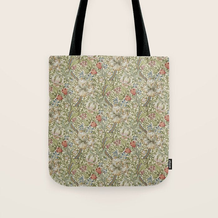William Morris Golden Lily Minor Green Gold Vintage Pattern  Tote Bag Gallery Image 1