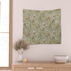 William Morris Golden Lily Minor Green Gold Vintage Pattern  Wall Tapestry Gallery Image 2