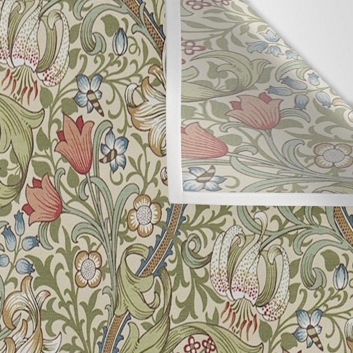 William Morris Golden Lily Minor Green Gold Vintage Pattern  Wall Tapestry Gallery Image 3