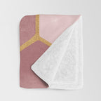 Pink and Gold Hexagon Quartz Throw Blanket Gallery Image 3