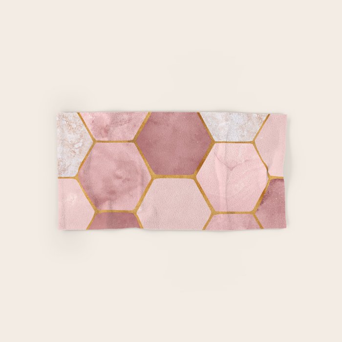 Pink and Gold Hexagon Quartz Towels Gallery Image 1