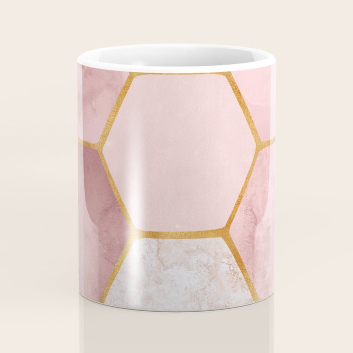 Pink and Gold Hexagon Quartz Coffee Mug Gallery Image 4