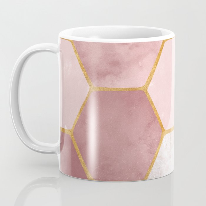 Pink and Gold Hexagon Quartz Coffee Mug Gallery Image 3