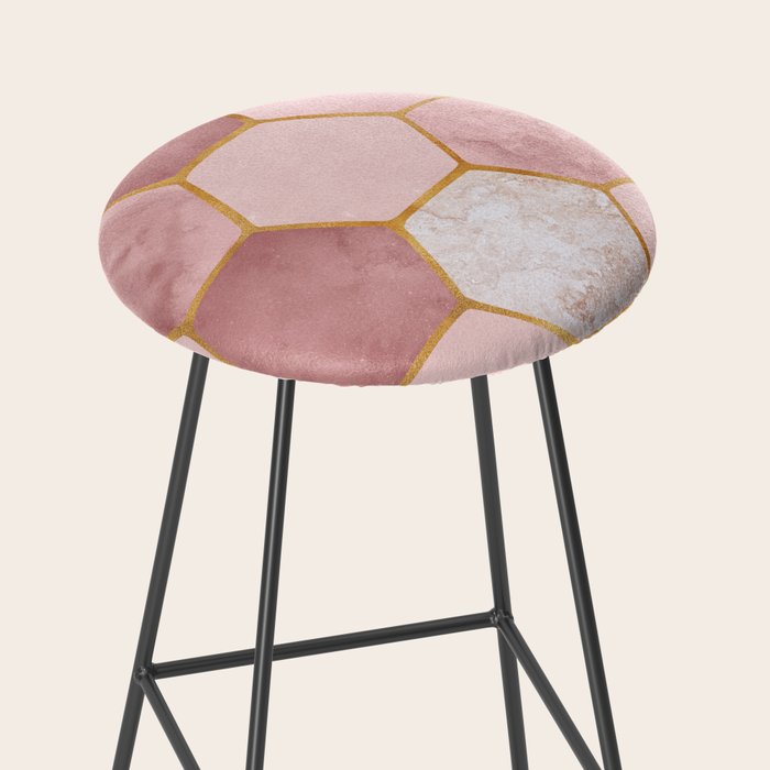 Pink and Gold Hexagon Quartz Stool Gallery Image 2