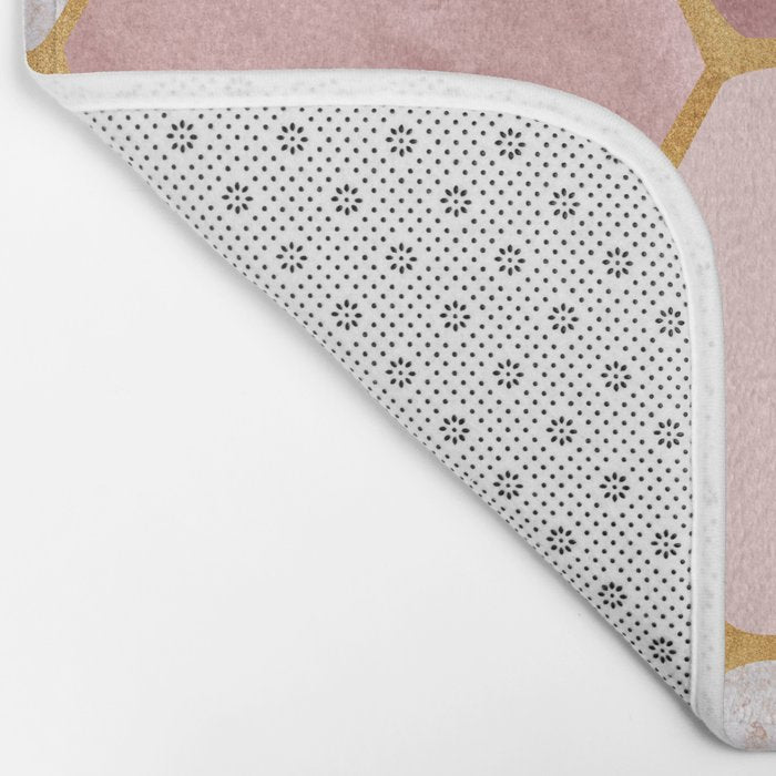 Pink and Gold Hexagon Quartz Bath Mat Gallery Image 2