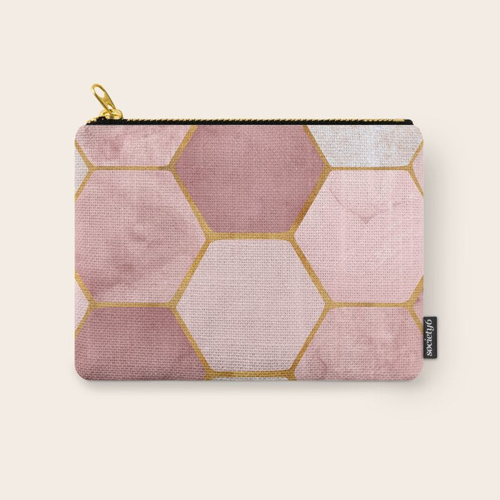 Pink and Gold Hexagon Quartz Carry All Pouch Gallery Image 1