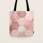 Pink and Gold Hexagon Quartz Tote Bag Gallery Image 1