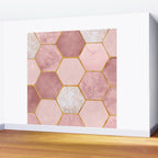 Pink and Gold Hexagon Quartz Wall Mural Gallery Image 2