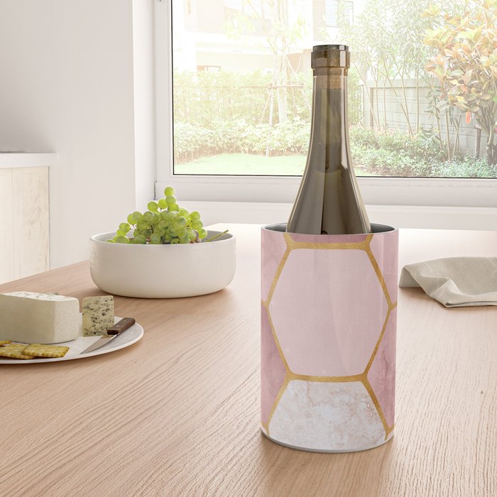Pink and Gold Hexagon Quartz Wine Chiller Gallery Image 4