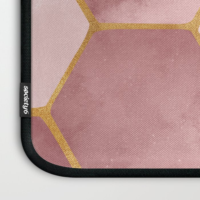Pink and Gold Hexagon Quartz Laptop Sleeve Gallery Image 3