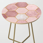 Pink and Gold Hexagon Quartz Side Table Gallery Image 2