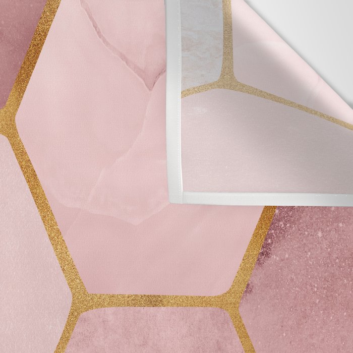 Pink and Gold Hexagon Quartz Wall Tapestry Gallery Image 3