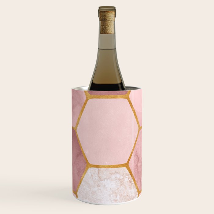 Pink and Gold Hexagon Quartz Wine Chiller Gallery Image 1