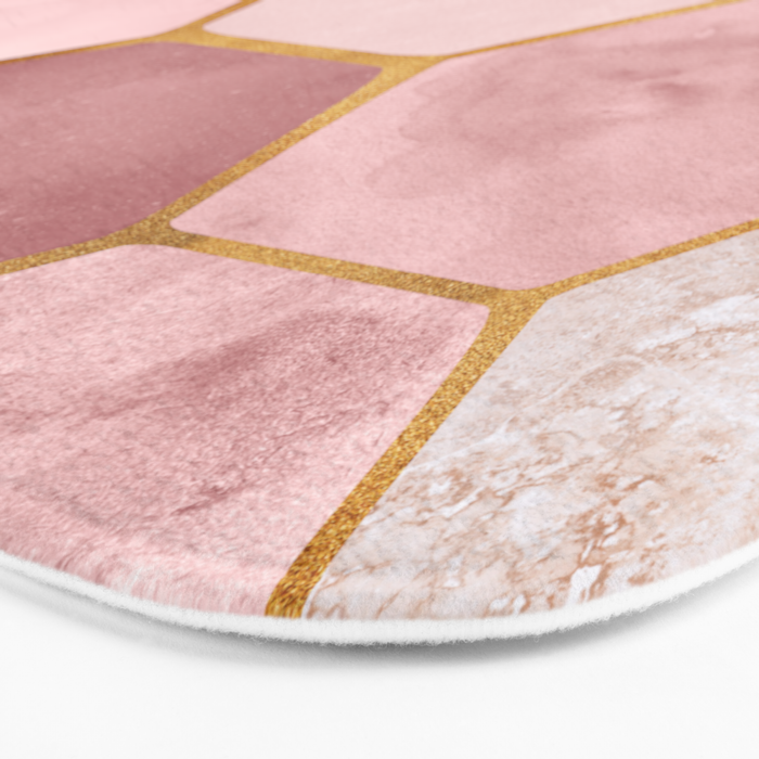 Pink and Gold Hexagon Quartz Bath Mat Gallery Image 3