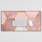 Pink and Gold Hexagon Quartz Desk Mat Gallery Image 1