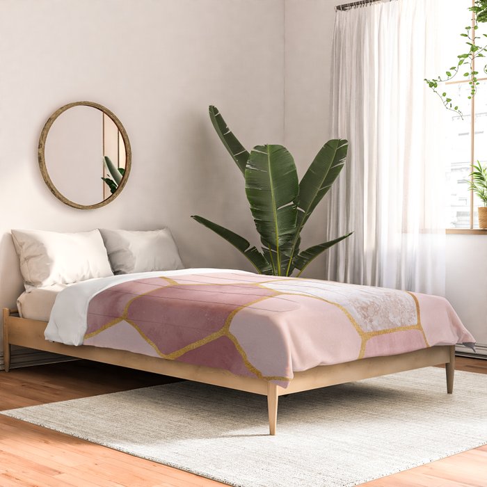 Pink and Gold Hexagon Quartz Comforter Gallery Image 2