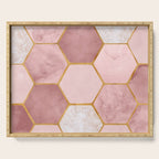 Pink and Gold Hexagon Quartz Serving Tray Gallery Image 1