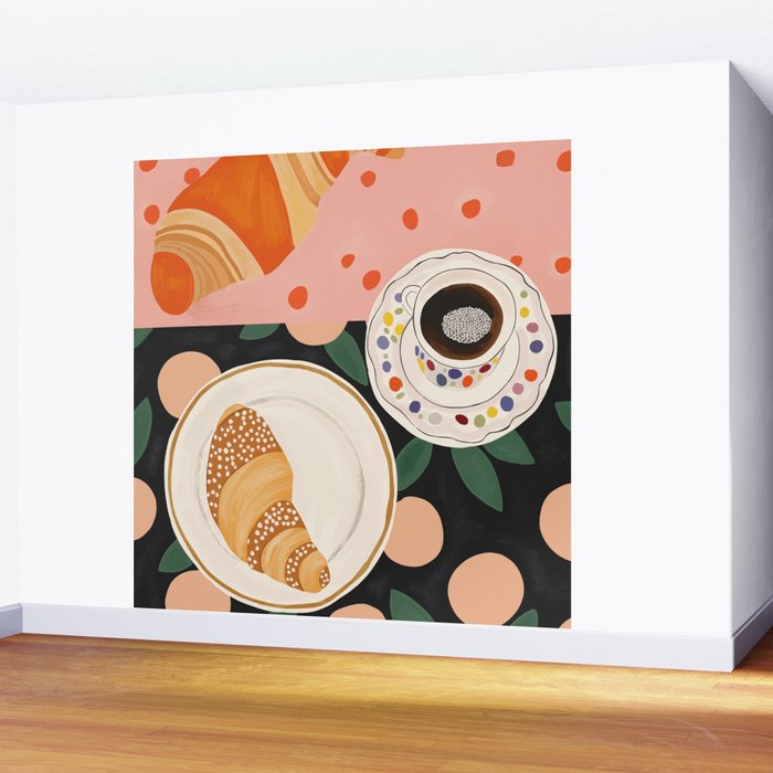 Coffee and Croissant Wall Mural Gallery Image 2