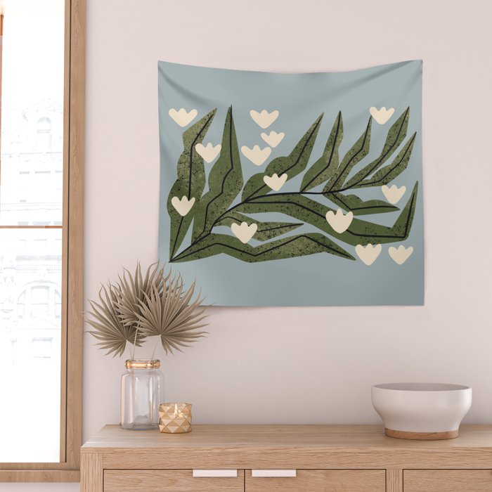Reaching Tulips (Pale Blue) Wall Tapestry Gallery Image 2