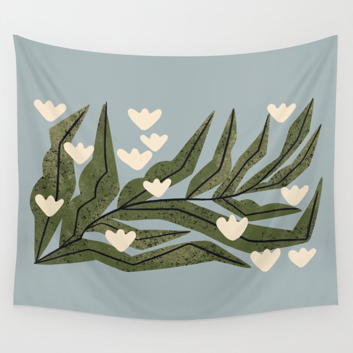 Reaching Tulips (Pale Blue) Wall Tapestry Gallery Image 1