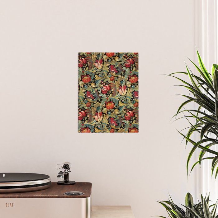 Vintage floral pattern (1918) Red Tulips Green Leaves Poster Gallery Image 2
