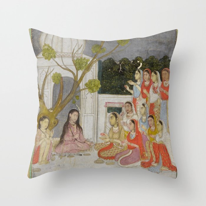 Fortune Teller Indian Painted Illustration Throw Pillow Gallery Image 6