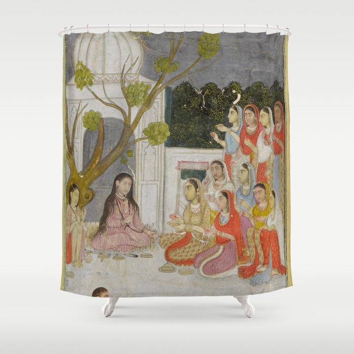 Fortune Teller Indian Painted Illustration Shower Curtain Gallery Image 1