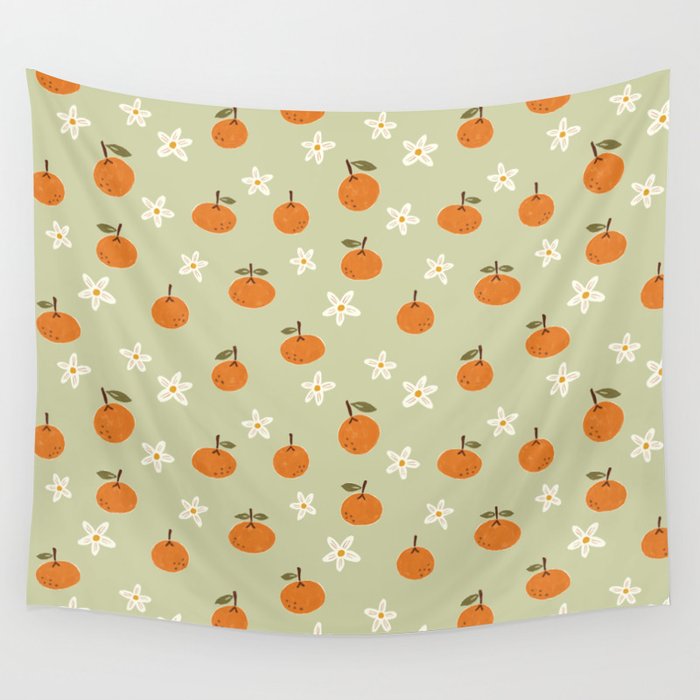 Little Orange Blossoms Wall Tapestry Gallery Image 1